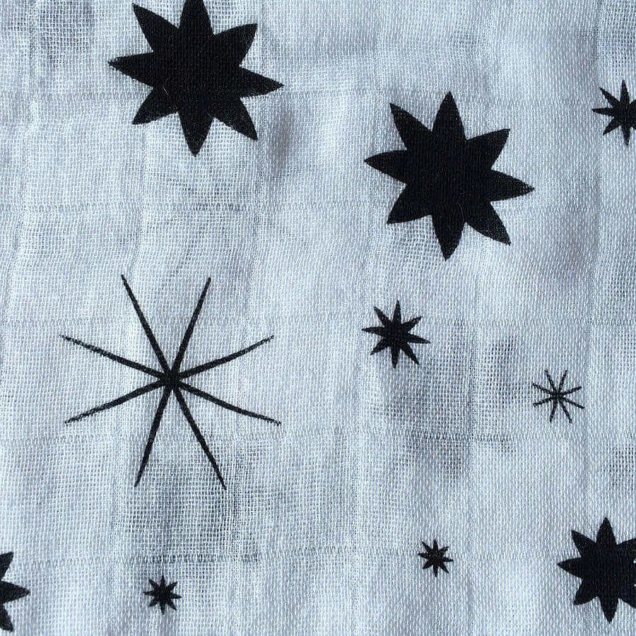 Komo Bebe Chic Muslin Swaddle Blanket - stars design closeup